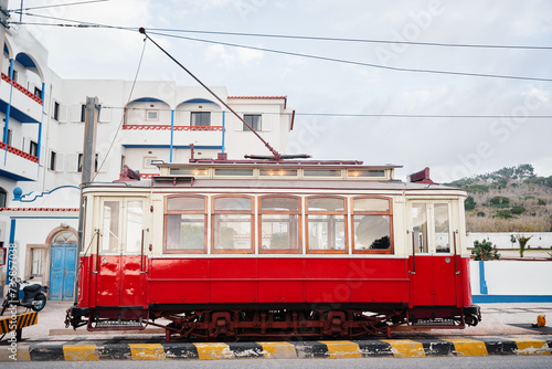 Old retro tram train. Attraction in Sintra, Portugal.