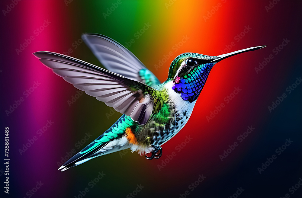 Fototapeta premium Hummingbird with bright multi-colored feathers.