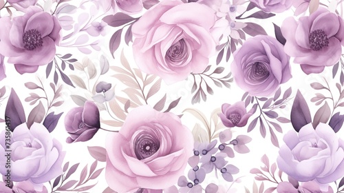 Wallpaper Mural Watercolor pastel floral seamless pattern. Hand drawn botanical watercolor flowers background. Torontodigital.ca