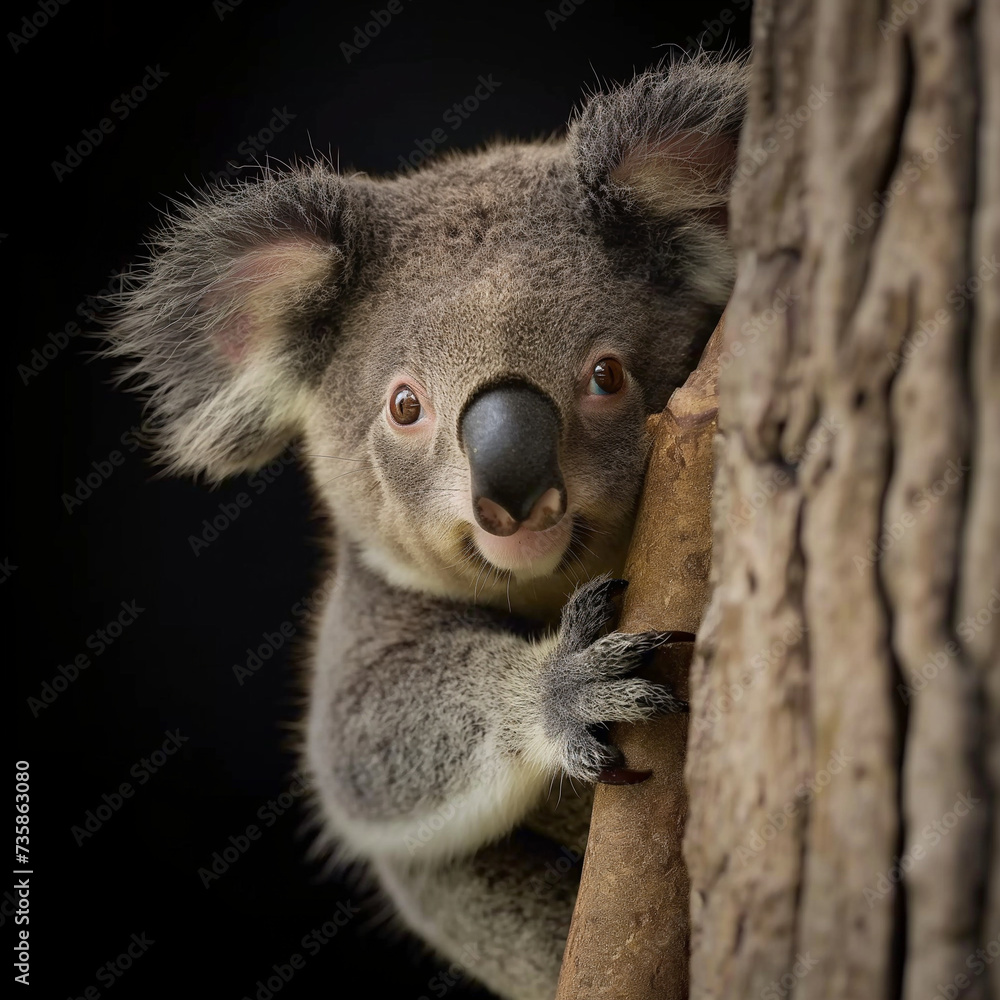 Fototapeta premium Koala on tree branch. Generative AI