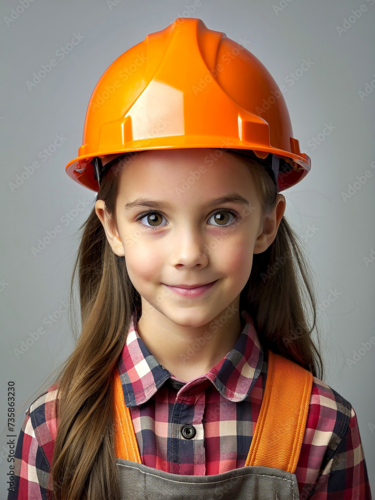 a girl in a construction helmet. choosing a profession a girl in a construction helmet. choosing a profession