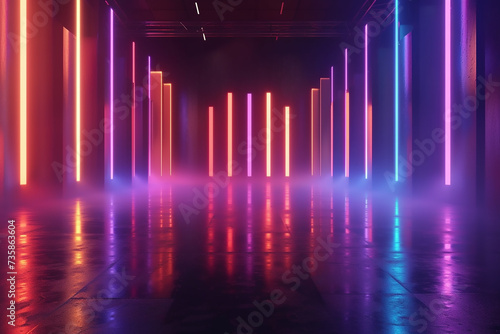 Futuristic sci-fi modern abstract neon and ultraviolet light background. © KidSpace