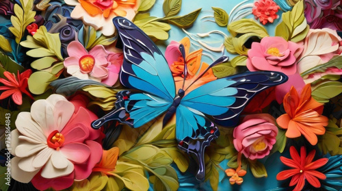colorful butterflies background of the wall painting inelastic point of view butterflies design and colorful background  © Ya Ali Madad 