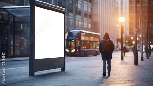 Advertising billboard with empty display mockup for custom ad design on city street