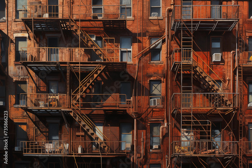 Fire escape stairs on the building wall
