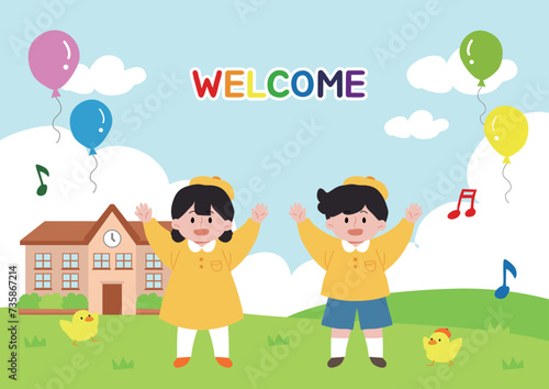 두 유치원생, 환영합니다. 새학기