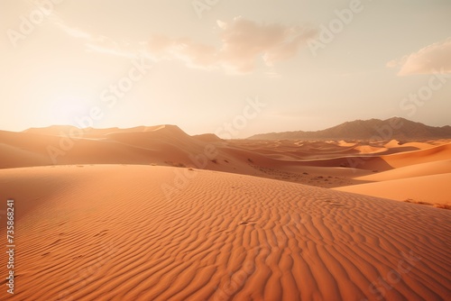 Orange Sand Desert, Dune Landscape, Hot Sandy Desert, Dry Arabian Land, Sahara Hills © artemstepanov
