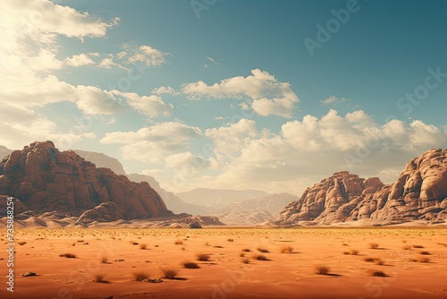 Orange Sand Desert  Dune Landscape  Hot Sandy Desert  Dry Arabian Land  Sahara Hills