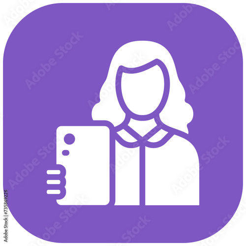 Woman Taking Selfie vector icon illustration of Housekeeping iconset.