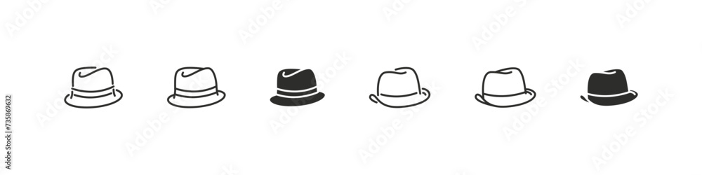 Cowboy hats outline and flat icons. Cowboys hat icon set. Cowboy hats outline and flat icons. Cowboys hat icon set.