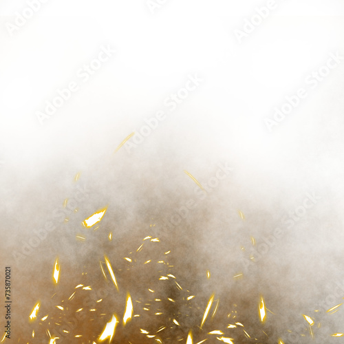 fire with smoke and weld sparks
