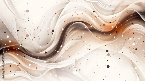 Abstract beige color wave with beige lines and bokeh effect. Pastel colors art, brown and beige wavy ink lines fairytale background.