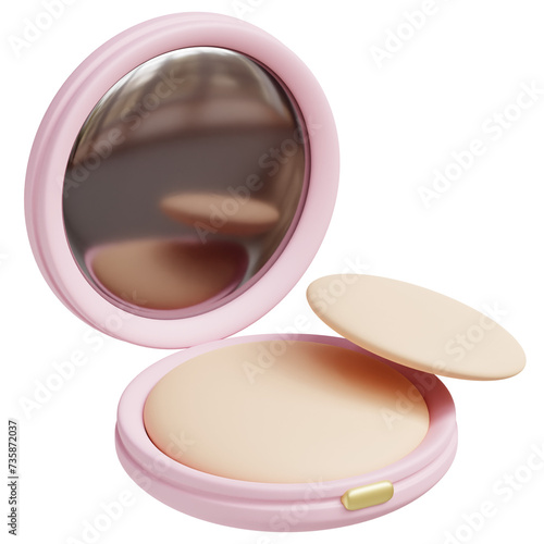Принти на полотні 3D Illustration of Compact Powder Makeup Case with Mirror and Puff