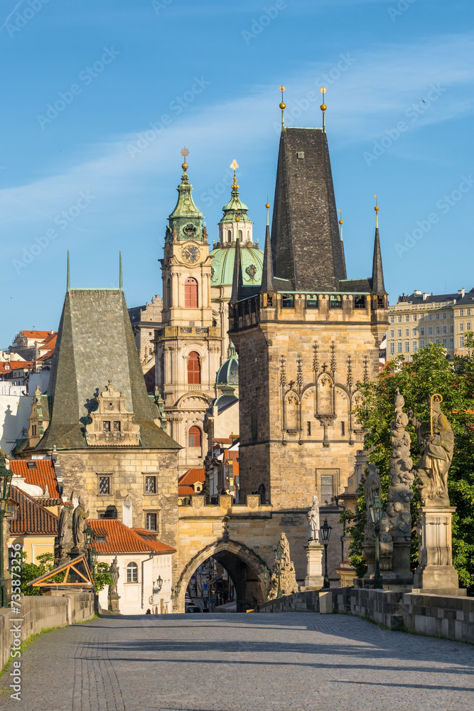 Fototapeta premium Charles Bridge at sunny day in Prague, Czech Republic.