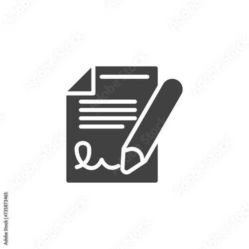 Agreement document signature vector icon