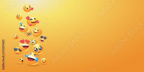 3d emoji various expressions copy space background
