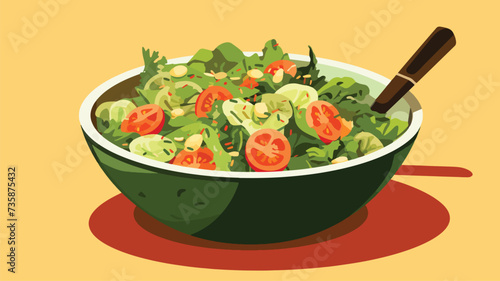 Salad bowl food on white background flat vector.