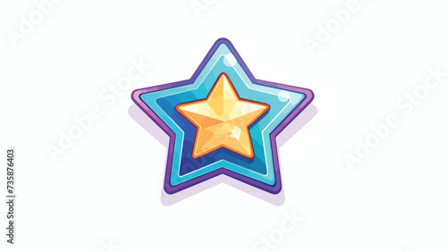 Winner medal with star and ribbon. 3D vector icon.