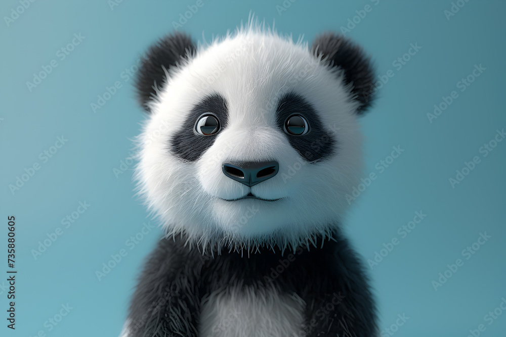 Obraz premium A very cute panda on a blue background