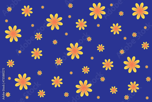 blue pattern with yellow flowers,vector illustration