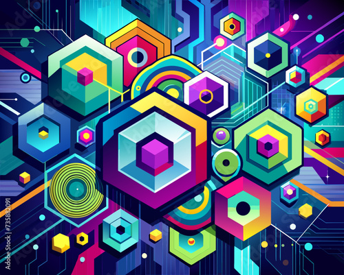 abstract background geometric futuristic colorful beautiful amazing unreal bright figurative
