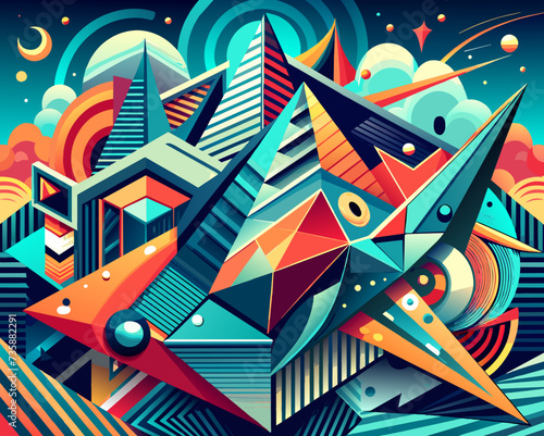 abstract background geometric futuristic colorful beautiful amazing unreal bright figurative