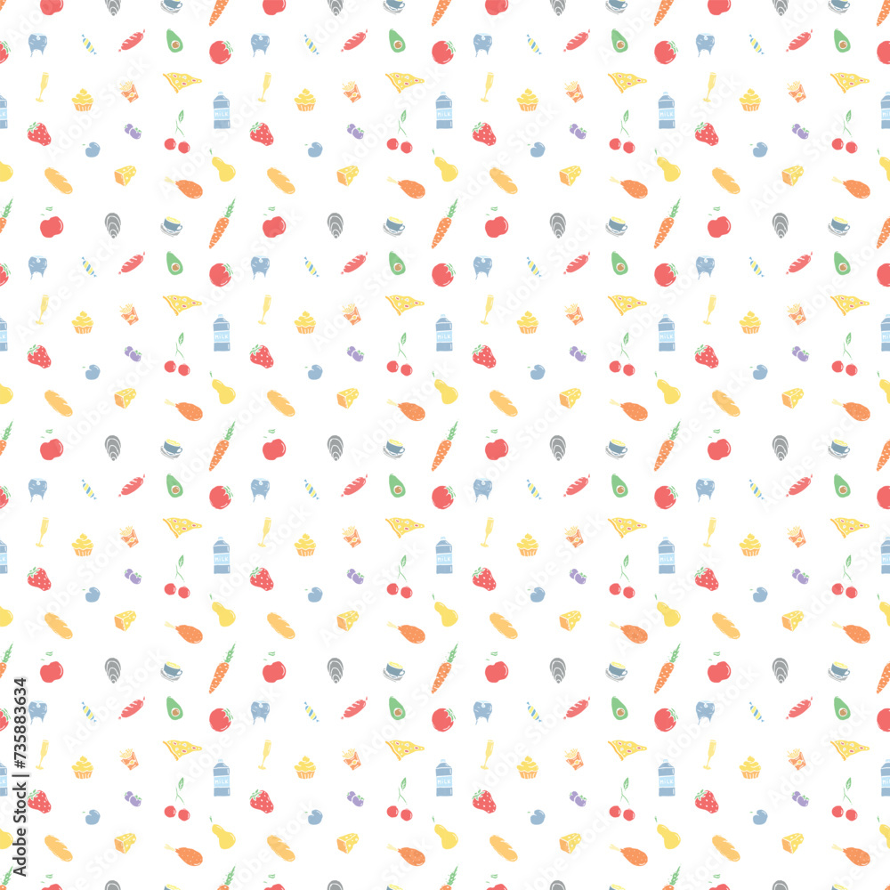 Seamless food pattern. Doodle food background Seamless food pattern. Doodle food background