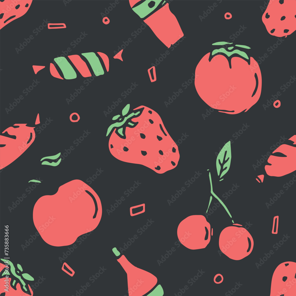 Seamless food pattern. Doodle food background Seamless food pattern. Doodle food background