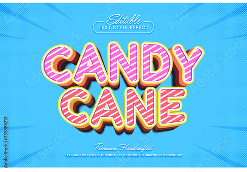 Candy cane 3D vector text effect graphic style. Editable vector headline and title template.