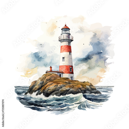 Lighthouse watercolor. Vector illustration design.