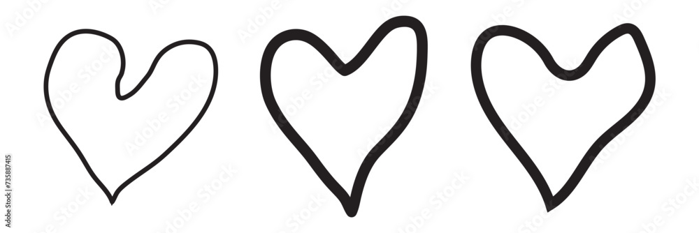 Heart vector collection. Love symbol icon set.