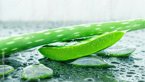 aloe vera plant with water background, aloe vera with water drops