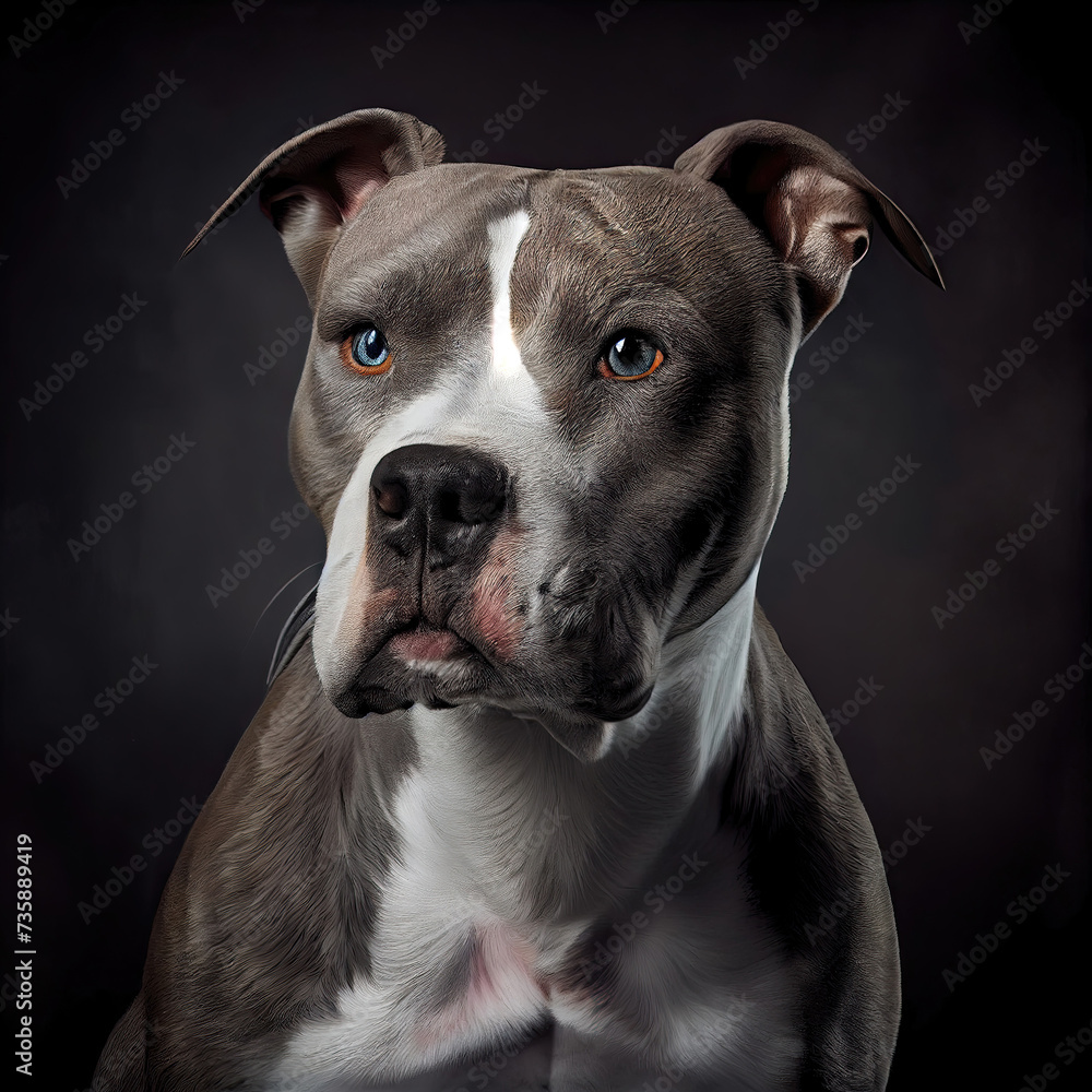Elegant American Staffordshire Terrier Portrait with a Soulful Gaze in Studio