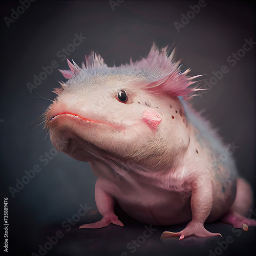 Axolotl Studio Portrait with Artistic Flair and Detail