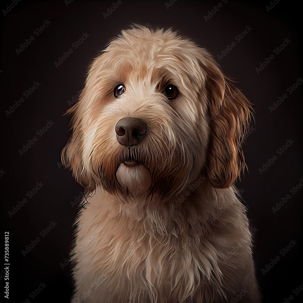 Elegant Double Doodle Dog Portrait in Professional Studio