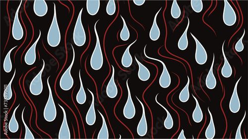 Floral stylish illustration background. Vector illustration. Romantic drawing of a continuous line. Hand drawn lines. Outline Flame fire seamless pattern. Hand drawn outline leaf background.