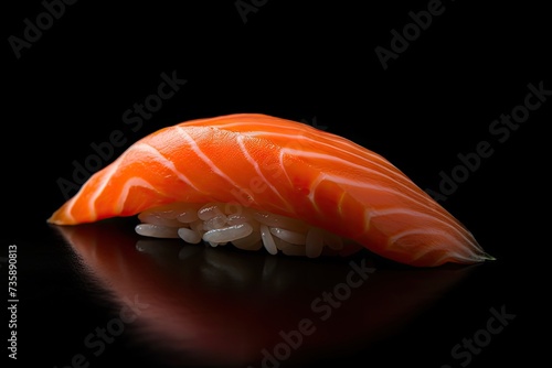 Salmon Sushi on Dark Background, Salmon Susi Lunch, Nori Maki, Nigiri Sushi Roll, Japanese Seafood