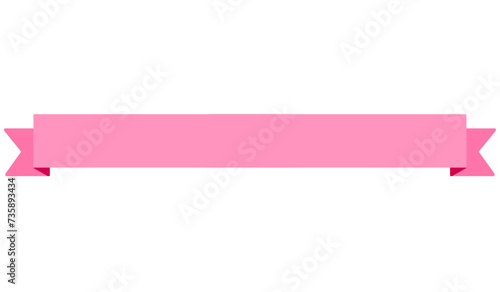 pink ribbon banner flat style vector illustration isolated on white and transparent background. minimalism blank for text photo