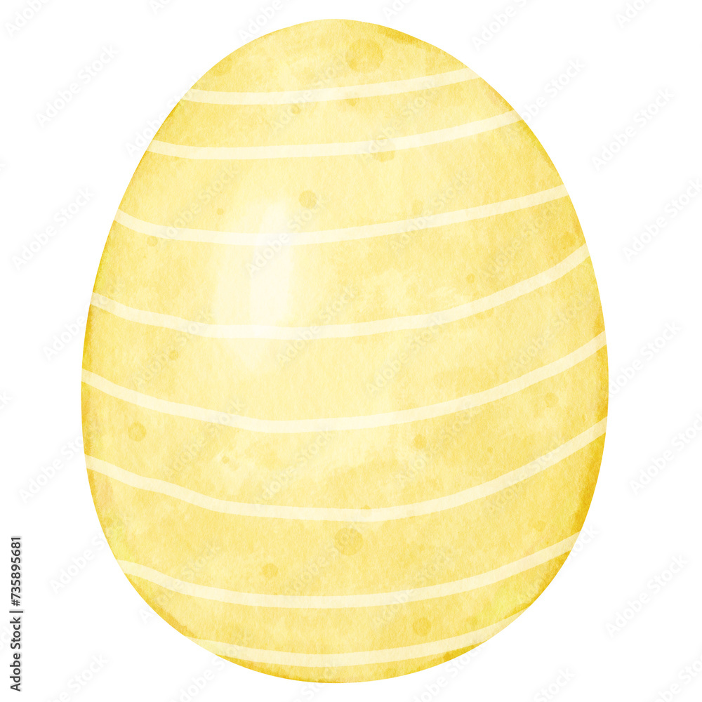 Yellow Easter egg watercolor hand drawn illustration Yellow Easter egg watercolor hand drawn illustration