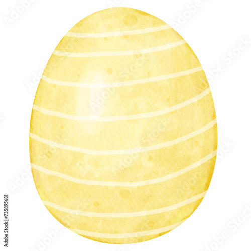 Yellow Easter egg watercolor hand drawn illustration