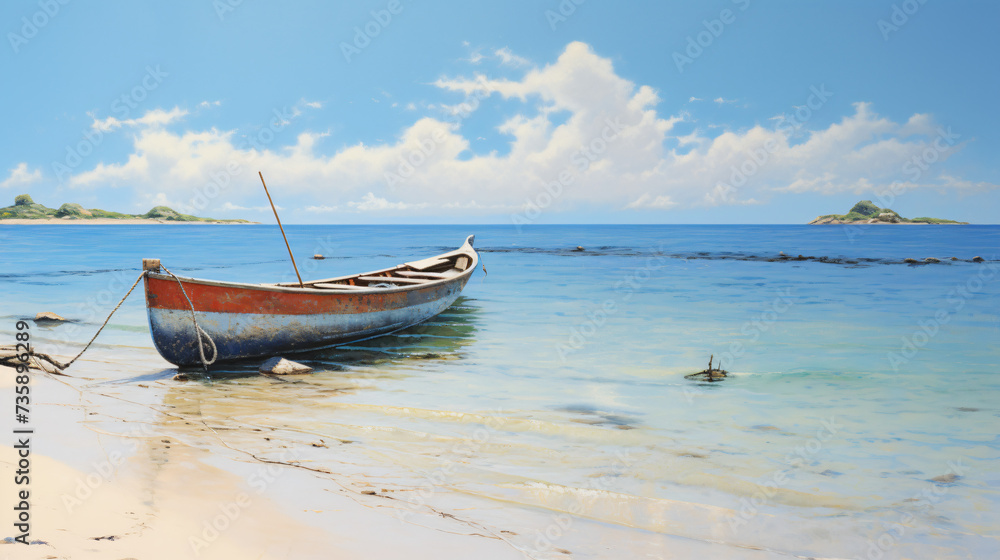 A painting of a boat