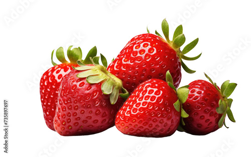 A Group of Five Strawberries. This photo depicts a group of five strawberries arranged on a plain Transparent background.