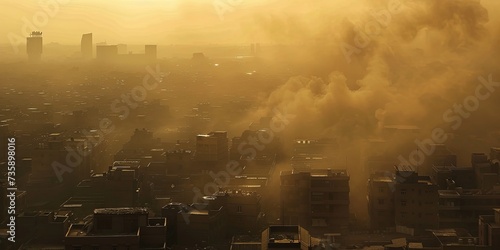 A city full of dust in the air