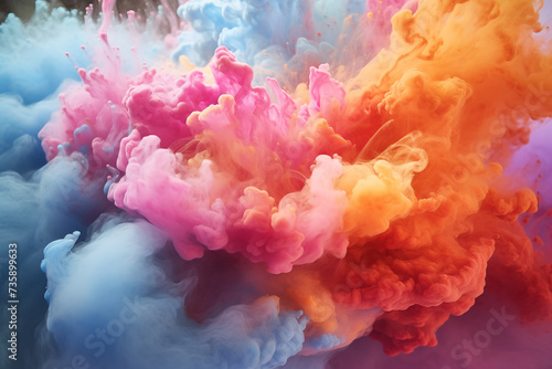 Nuage constitué de poudres multicolor, coloré, pour des produits de cosmétique, éclat de couleur photo