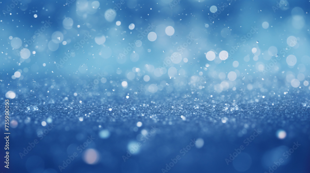 Blue snow background abstract blurred.