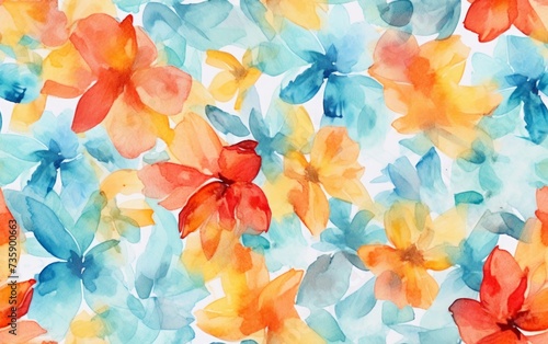 Flat Impressionist Watercolor Seamless Pattern