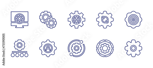 Configuration line icon set. Editable stroke. Vector illustration. Containing settings, setting, gear, configuration.