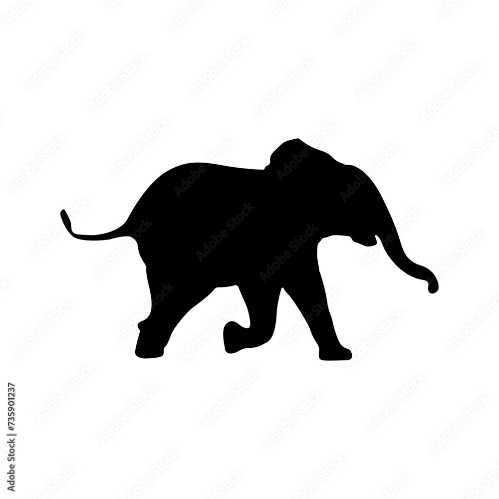 Obraz premium Shadow of a baby elephant Vector illustration of a big elephant