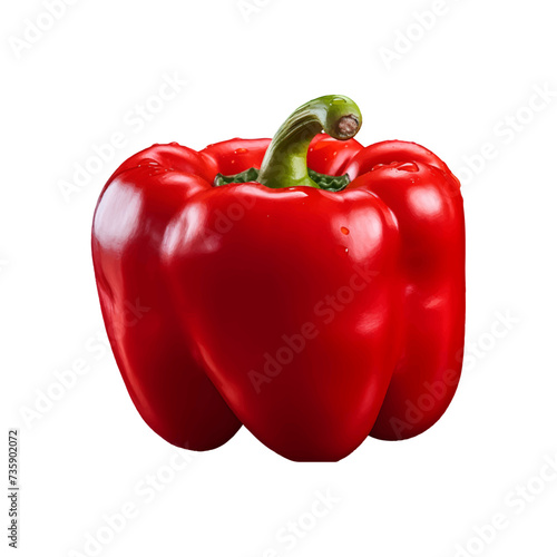 Vector red paprika, fresh color sweet pepper isolated on white background