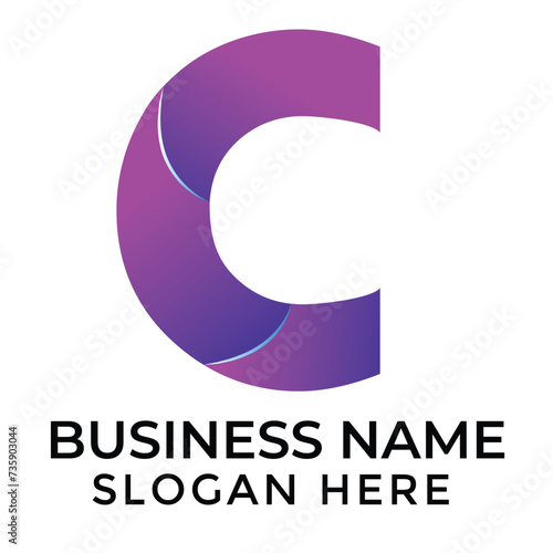 c abstract gradient vector logo design
